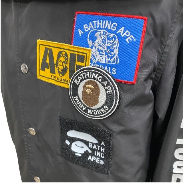 A BATHING APE アベイシング エイプ コーチジャケット 上着 パーカー アウター ブラック マルチカラー Mサイズ BAPE  Patched Hoodie