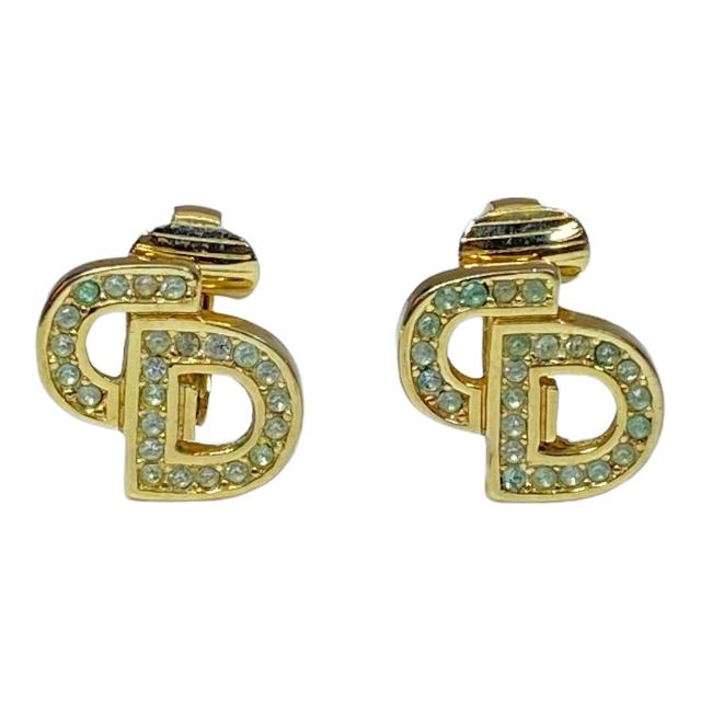 Christian Dior ディオール CDロゴ ラインストーン イヤリング
