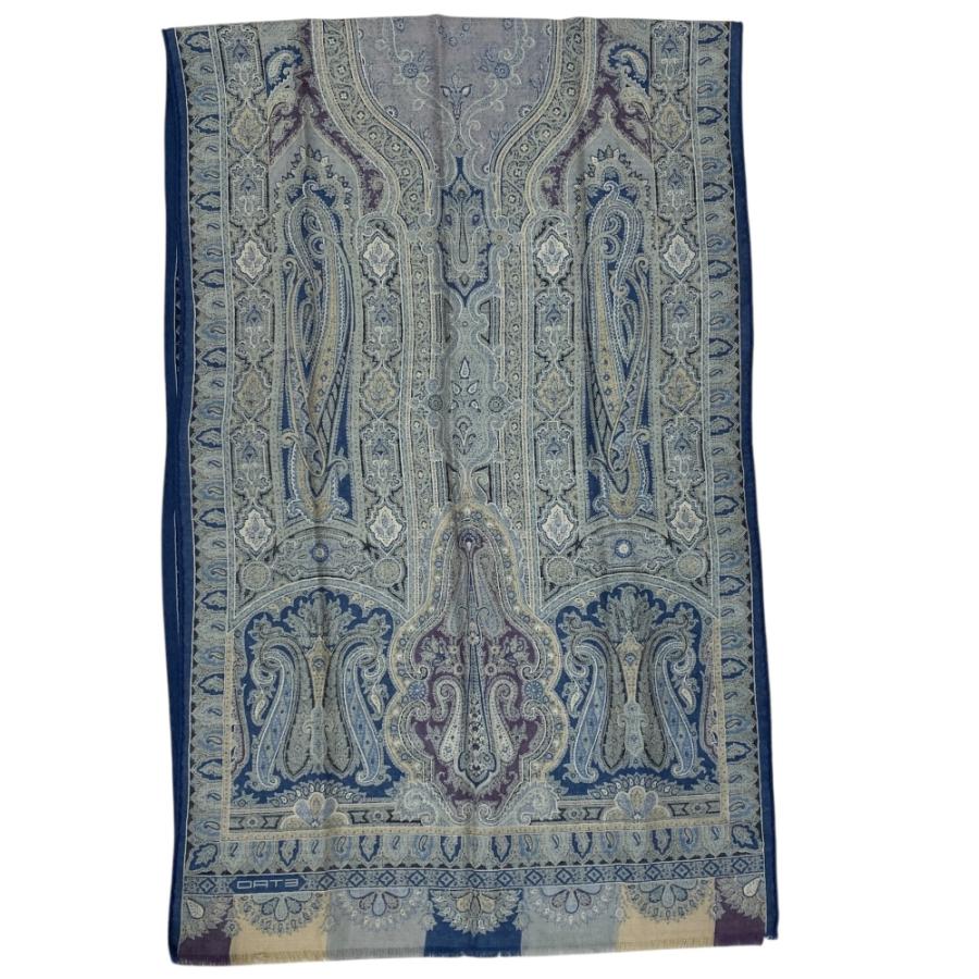 ETRO(エトロ) ストール(ショール)美品  - ライトブルー×イエローグリーン×マルチ ペイズリー柄 カシミヤ、シルク ETRO（エトロ） 【美品】ETRO スカーフ ストール ショール