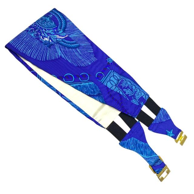 HERMES（エルメス） シルク カマーバンド アクセサリー ベルト ブルー