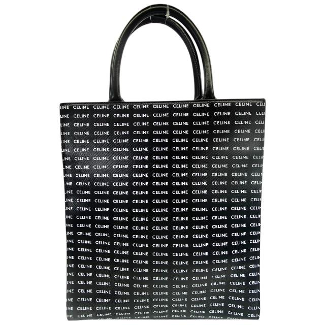 CELINE セリーヌ バッグ ロゴ ミニ バーティカルカバ ブラック/ホワイト PVC/カーフ ﾊﾞｯｸﾞ ショルダーバッグ
 ブラック/ホワイト レディース【中古】 CELINE（セリーヌ） ショルダーバッグ Mini Cabas Vertical ミニ