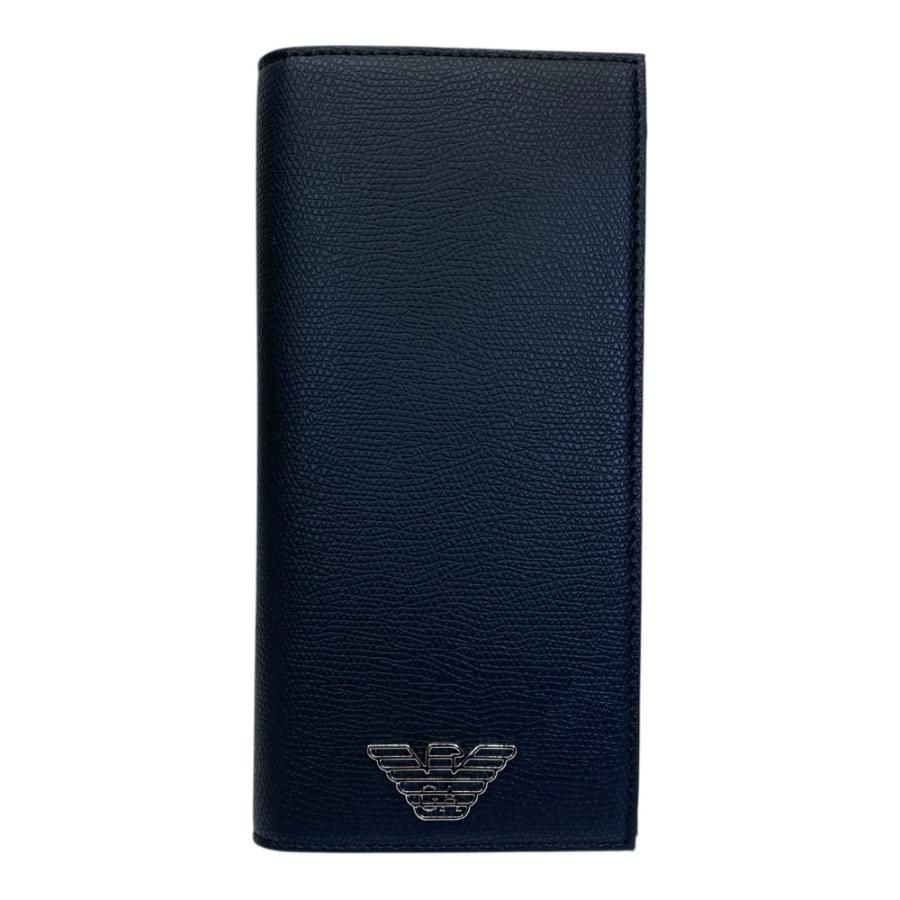 ✨新品未使用✨エンポリオアルマーニ✨ロングレザーウォレット　ブルー EMPORIO ARMANI 新品 エンポリオ アルマーニ 二つ折り 長財布 ロング