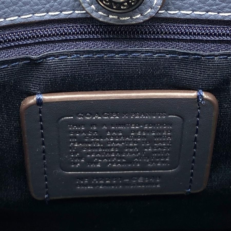 コーチ トートバッグ ハンドバッグ ピーナッツ スヌーピー スキー ナイロン レザーブルーグレー M2261 CE849 COACH