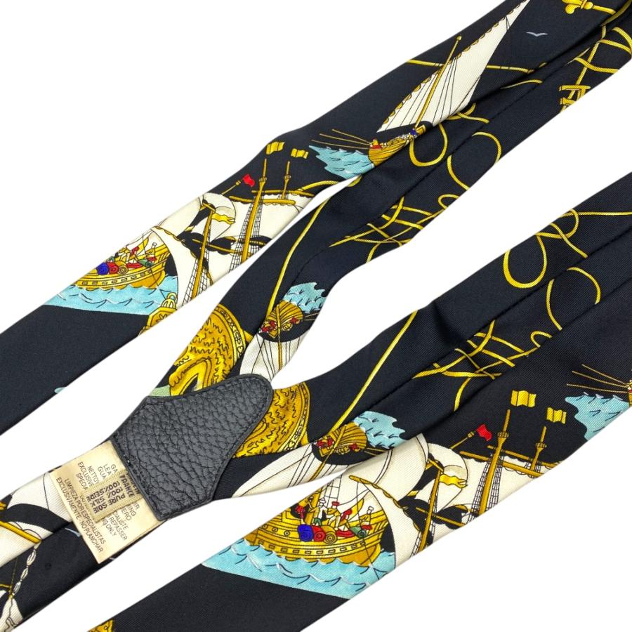 HERMES（エルメス） サスペンダー ヴィンテージ ゴールド金具 シルク