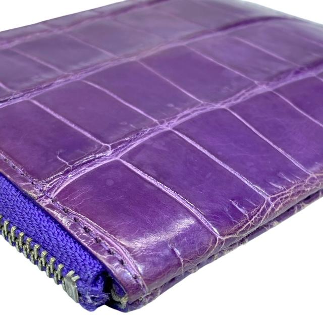 ■極上■本物■JRA公認■新品■未使用■ PURPLE CLOUD パープルクラウド クロコダイル がま口 長財布 ウォレット シルバー系 FV4591 □極上□本物□JRA公認□新品□未使用□ PURPLE CLOUD パープル