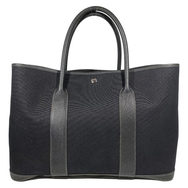 HERMES エルメス トートバッグ ガーデンパーティPM ブラック キャンバス