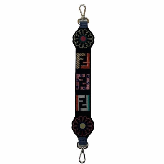最新情報 美品 Fendi フェンディ ミニ ストラップユー ショルダーストラップ 花 フラワー ベロア マルチカラー ブラック 100 本物保証 Www Thedailyspud Com