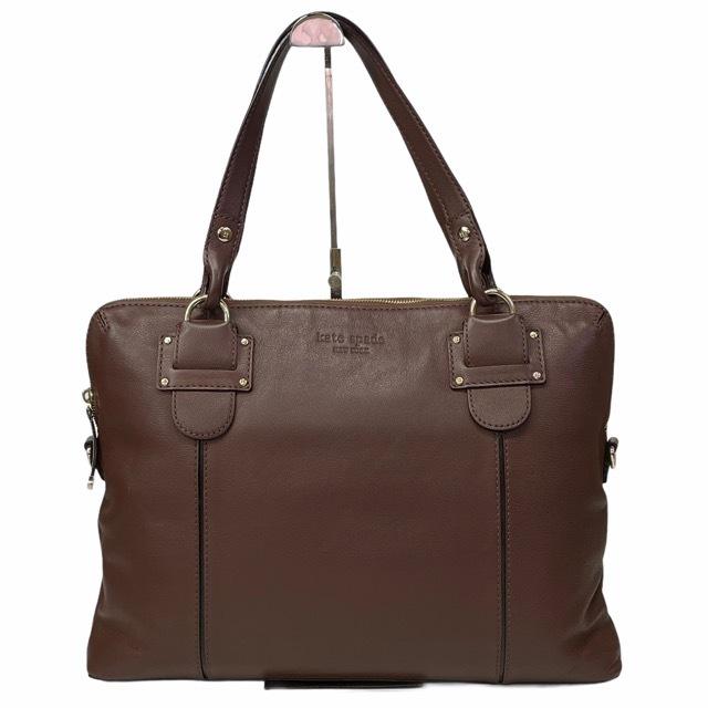 kate spade ケイトスペード ビジネスバッグ ブリーフケース トートバッグ レオパード ヒョウ柄 レザー ブラウン 304a
