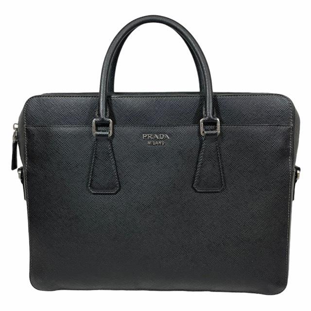 PRADA プラダ ビジネスバッグ ブリーフケース ショルダーバッグ 書類 ハンドバッグ サフィアーノ レザー ブラック :518-b1241