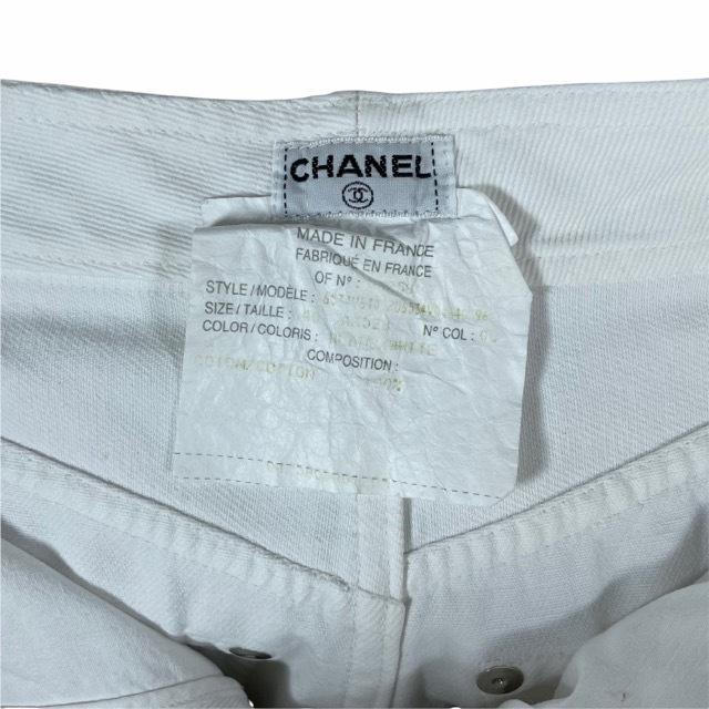 CHANEL シャネル ボトムス ズボン デニム パンツ ホワイト ココボタン-