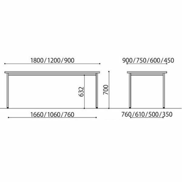 抗ウイルス ミーティングテーブル BA-Vシリーズ 幅1800×奥行900mm 棚なし 角脚 共張り （国産） BA-4KVの画像