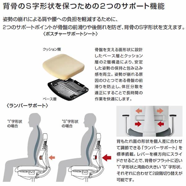 コクヨ ウィザード4チェア（Wizard4） アディショナルバック・布張・T型肘・樹脂脚（ブラック） C06-B412C※-※※1の画像