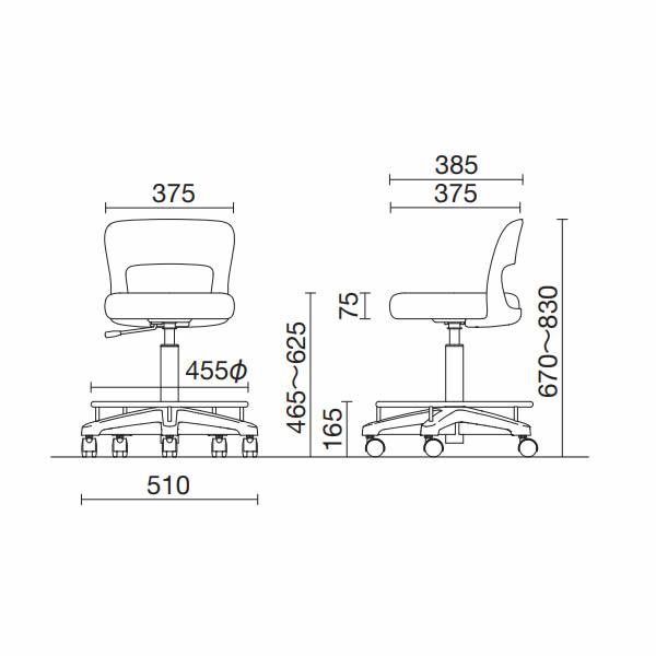 ノーリツイス　作業用チェア　CAスツール　ハイタイプ　背付き　布張り　リング付き CA-16R-Z_1