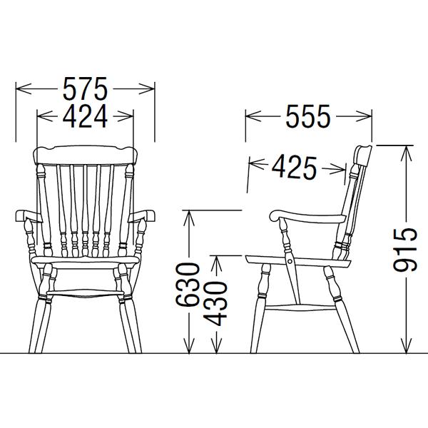 カリモク家具 カリモク ダイニングチェア 肘付き コロニアル