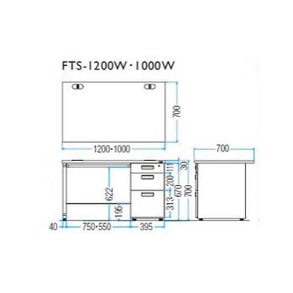 オフィスデスク　片袖机　FTシリーズ　幅1200×奥行700×高さ700mm FTS-N1200※※｜economy｜02