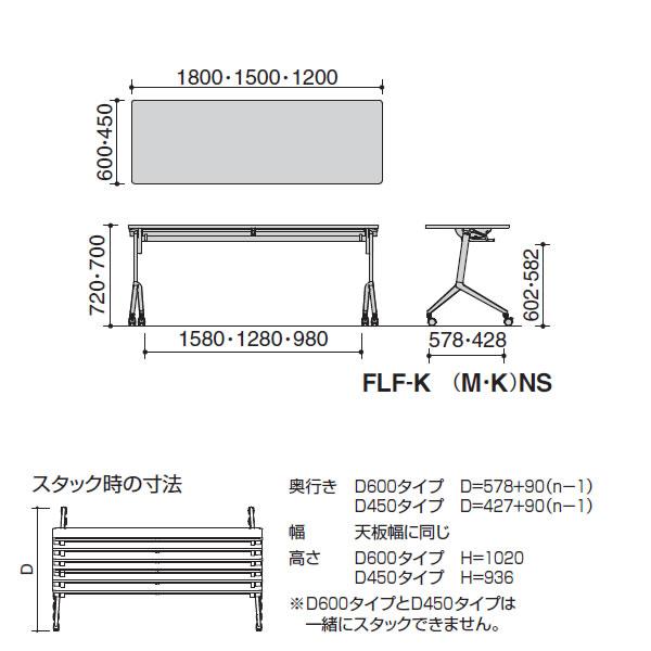 コクヨ　リーフライン　会議用テーブル　フラップテーブル　幅1200×奥行450mm　パネルなし・棚付きタイプ FLF-K1204MNS-※2_1