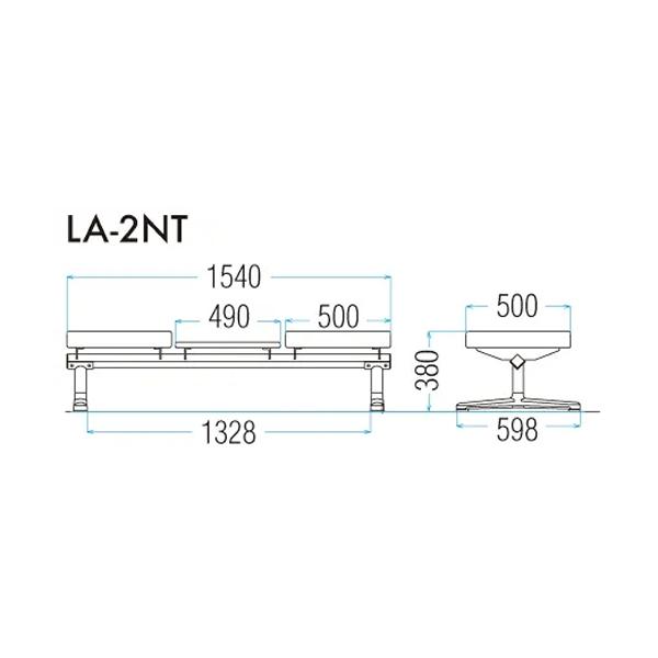 ロビー・ラウンジチェア　背無しタイプ　布　（LAシリーズ）　幅1540×奥行き598×高さ380mm LA-2NTF-S_2