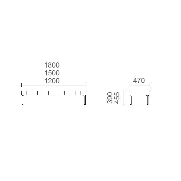 ロビー用ベンチ　背なし　MC-1528　幅1800×奥行き470　座の高さ390mm・455mm MC-1528T｜economy｜03