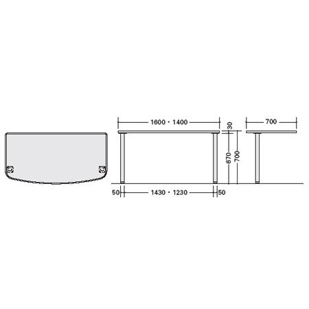 事務用デスク NED型 エンドデスク 幅1400mm NED147RTMの画像