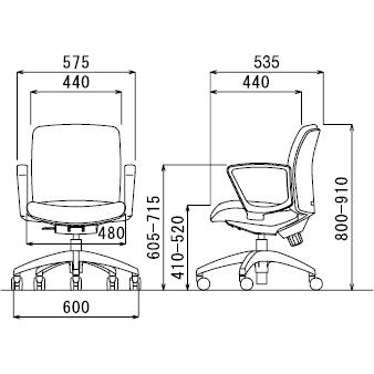 3Dフォーム・オフィスチェア（サークル肘付タイプ・ビニールレザー張り） OA-2115BJ-VG1｜economy｜02