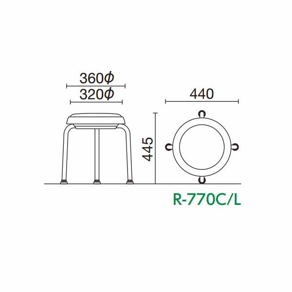 ノーリツイス　作業用チェア　研究施設用座回転スツール　メッキ脚タイプ　布張り R-770C_1