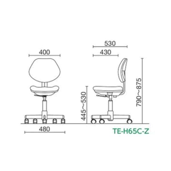 ノーリツイス　ロッキング事務用チェア　TE-H型　コンパクトチェア　布張り　肘なし TE-H65C-Z_1