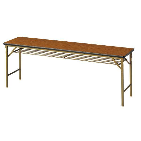 折畳み会議テーブル（ワイド脚）棚付き　共張り　国産品　幅1800×奥行600mm WL-1860T
