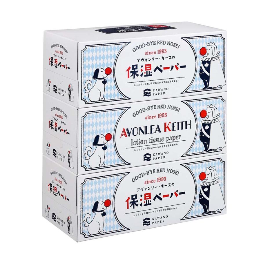 河野製紙 kawano 保湿ペーパー BOXティッシュ アヴォンリーキース 200組×3P ローション 花粉症 鼻炎 | ブランド登録なし