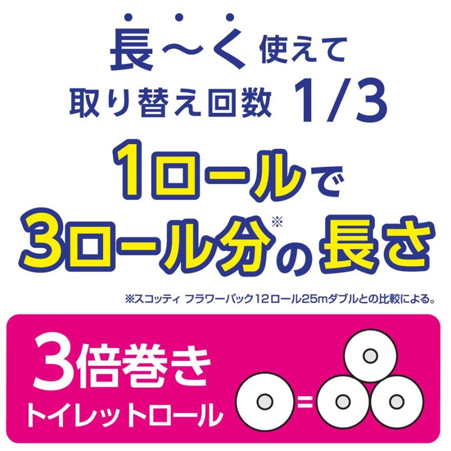 日本製紙クレシア スコッティ フラワーパック 3倍長持ち 12ロール ダブル ×4パック 1ケース 合計48ロール 22770 トイレットペーパー まとめ買い 1箱 | スコッティ フラワーパック | 05