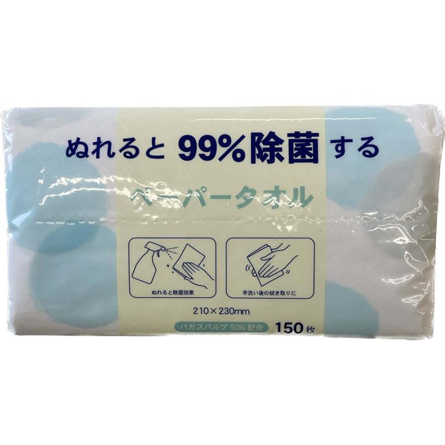 今村紙工 ぬれると 99%除菌する ペーパータオル 150枚入り 30個セット PATOJ-150 キッチン テーブル 掃除 シンク 洗面台 手洗い まとめ買い | ブランド登録なし | 02