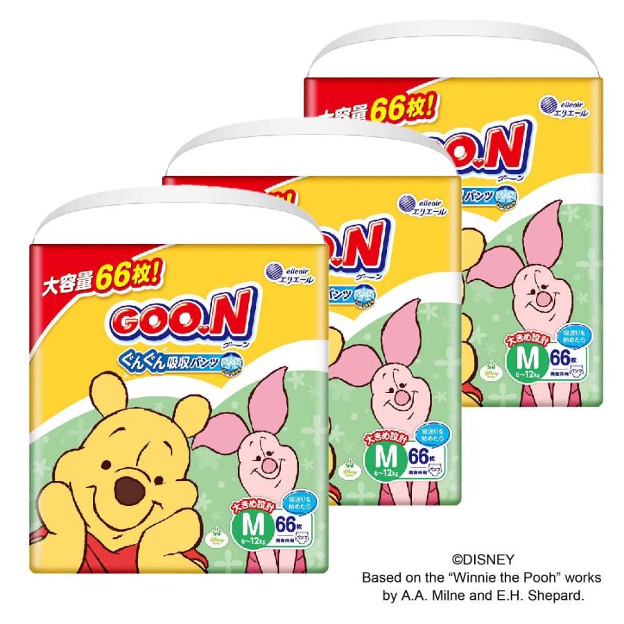 大王製紙 エリエール グーン ぐんぐん吸収パンツ Mサイズ 66枚 3個セット 1ケース | グーン まっさらさら通気