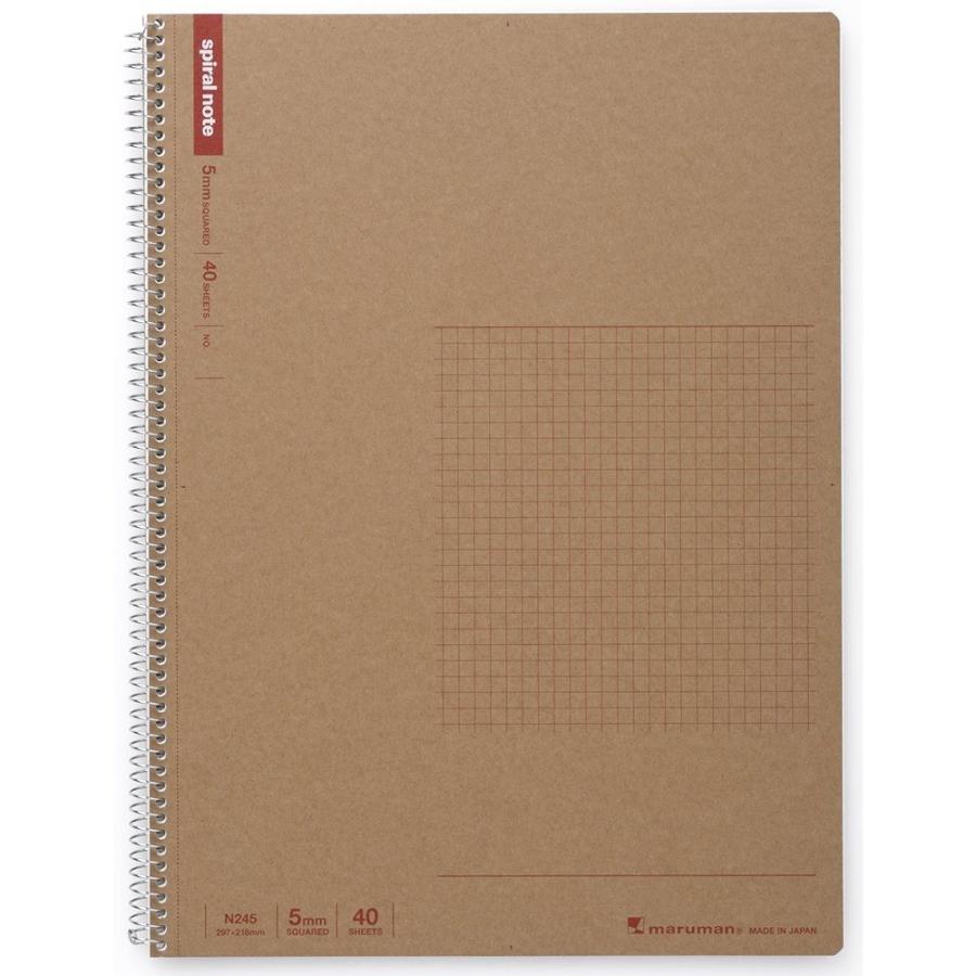 マルマン　スパイラルノートベーシック　A4クラフト　5mm方眼罫　40枚　N245 | maruman
