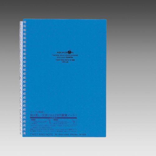 LIHIT LAB.＜リヒトラブ＞ AQUA DROPs＜アクア ドロップス＞ ツイストリング・ノート　セミB5サイズ・S型(タテ型)　29穴　横罫　青　N1608-8(N-1608-8) | 