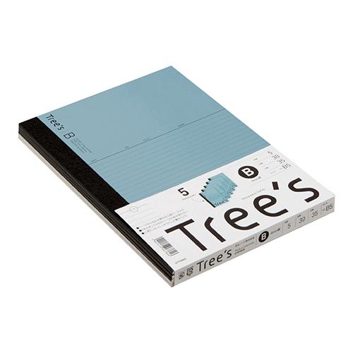 日本ノート スタンダードノート Tree's B5サイズ B罫30枚 5冊束　ブルーグレー UTR3B05 | ブランド登録なし