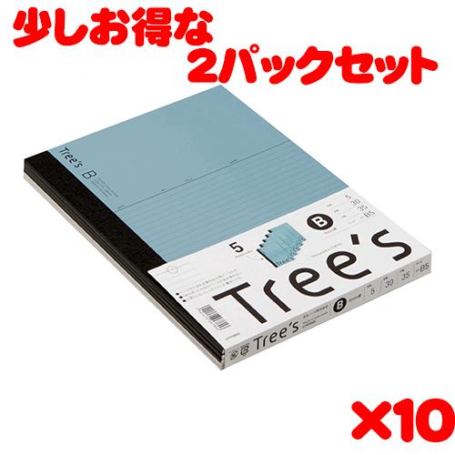 日本ノート スタンダードノート Tree's B5サイズ B罫30枚 5冊束　ブルーグレー UTR3B05 5冊束*2パック　計10冊 | ブランド登録なし