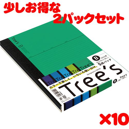 日本ノート スタンダードノート Tree's B5サイズ B罫30枚 5冊束　アソートパック UTR3B05 5冊束*2パック　計10冊 | ブランド登録なし