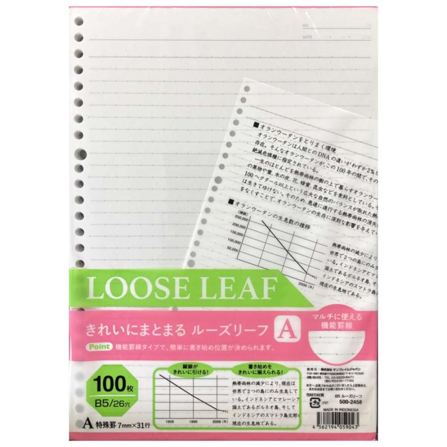 サンフレイムジャパン SFJ ドット罫ルーズリーフ 100枚 A罫 500-2458 5002458 | 