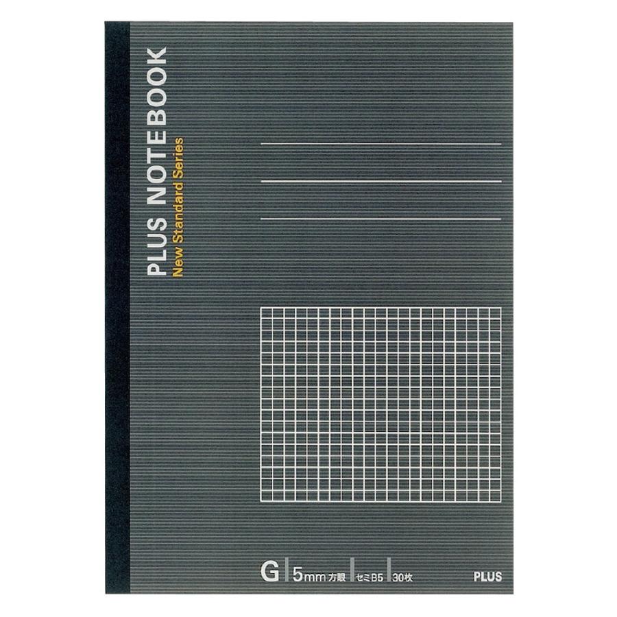 プラス(PLUS) ノート ノートブック 6号 セミB5 G罫 5mm 方眼 30枚 グレー NO-003GS　76-703 | PLUS