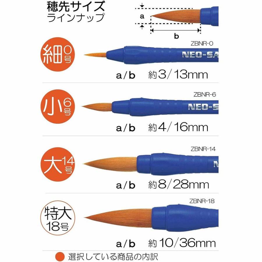 ぺんてる Pentel 絵筆 ネオセーブル えふで３本セット XZBNR-3S 画材 水彩 アクリル 丸筆 | ぺんてる | 02