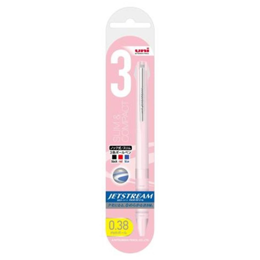 ＜三菱鉛筆＞ ジェットストリームボールペン 極細0.38mm 3色　スリムコンパクト　ベビーピンク　パック商品　SXE3JSS05.1 | 三菱鉛筆