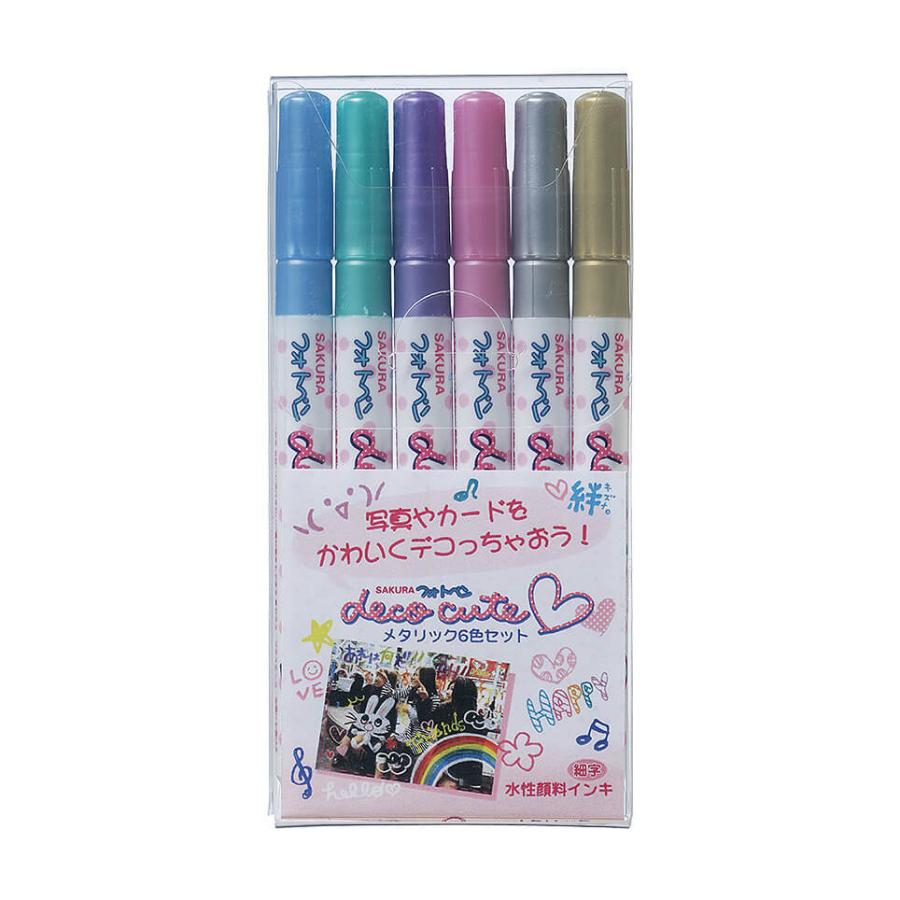 【欠品中:納期未定 入荷次第発送】サクラクレパス フォトペン デコキュートメタリック 6色セット ZHK-S6M | デコキュート