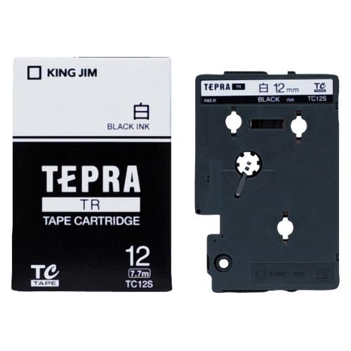 キングジム＜KING JIM＞テプラ　TRテープカートリッジ 白ラベル　黒文字 TC12S-H　12mm幅　7.7m | TEPRA TR