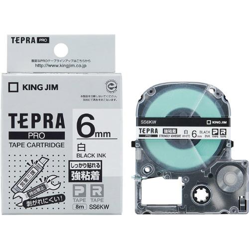 キングジム＜KING JIM＞テプラ「PRO」テープカートリッジ 強粘着ラベル　白／黒文字 SS6KW　6mm幅　8m | TEPRA PRO