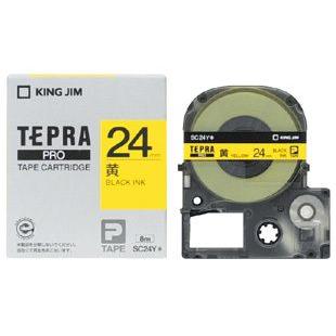キングジム　テプラPROテープ　カラーカートリッジ　黄ラベル　24mm　SC24Y | TEPRA PRO