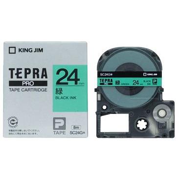 キングジム　テプラPROテープ　カラーカートリッジ　緑ラベル　24mm　SC24G | TEPRA PRO