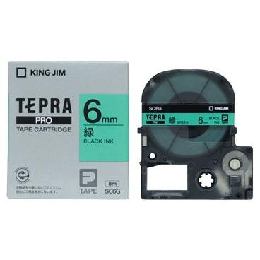 キングジム　テプラPROテープ　カラーカートリッジ　緑ラベル　6mm　SC6G | TEPRA PRO