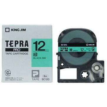 キングジム　テプラPROテープ　カラーカートリッジ　緑ラベル　12mm　SC12G | TEPRA PRO