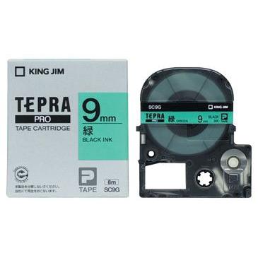 キングジム　テプラPROテープ　カラーカートリッジ　緑ラベル　9mm　SC9G | TEPRA PRO