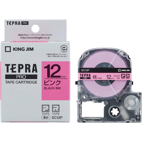 キングジム＜KING JIM＞テプラ「PRO」テープカートリッジ　カラーラベル(パステル)　ピンク／黒文字 SC12P　12mm幅　8m | TEPRA PRO