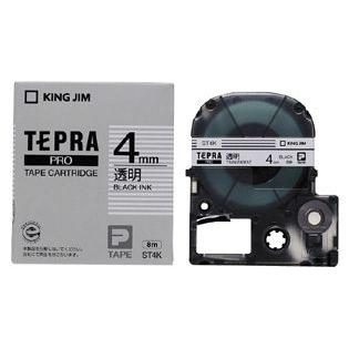 キングジム　テプラPROテープカートリッジ　透明ラベル　4mm　SＴ4K | TEPRA PRO